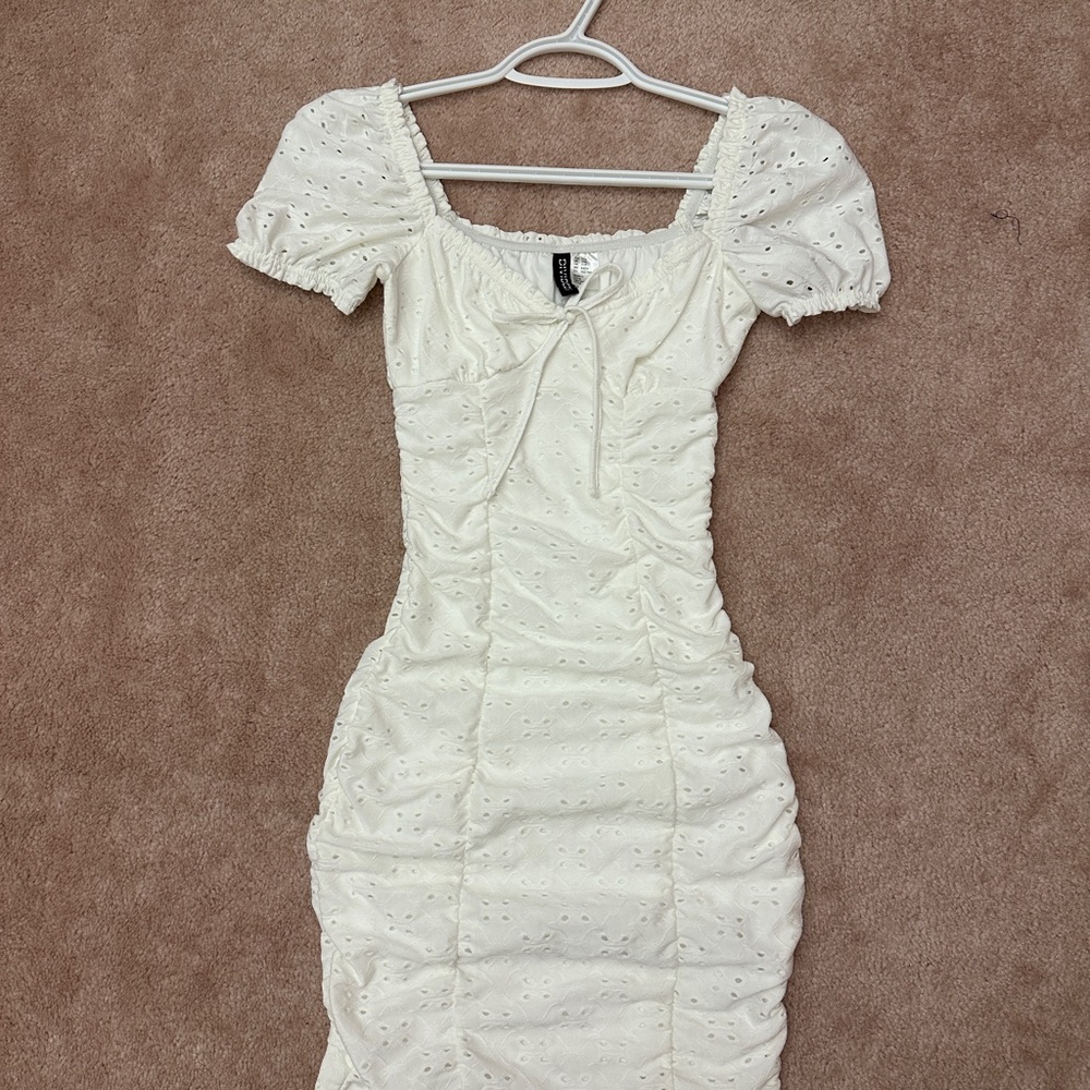 Urban Planet Cream Eyelet Mini Dress